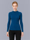 Women Blue Solid High Neck Full Sleeve Sceavy