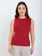 Women Red Solid Round Neck Sleeveless Sceavy