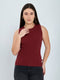 Women Maroon Solid Round Neck Sleeveless Sceavy