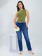 Women Green Solid Round Neck Sleeveless Sceavy