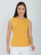 Women Yellow Solid Round Neck Sleeveless Sceavy