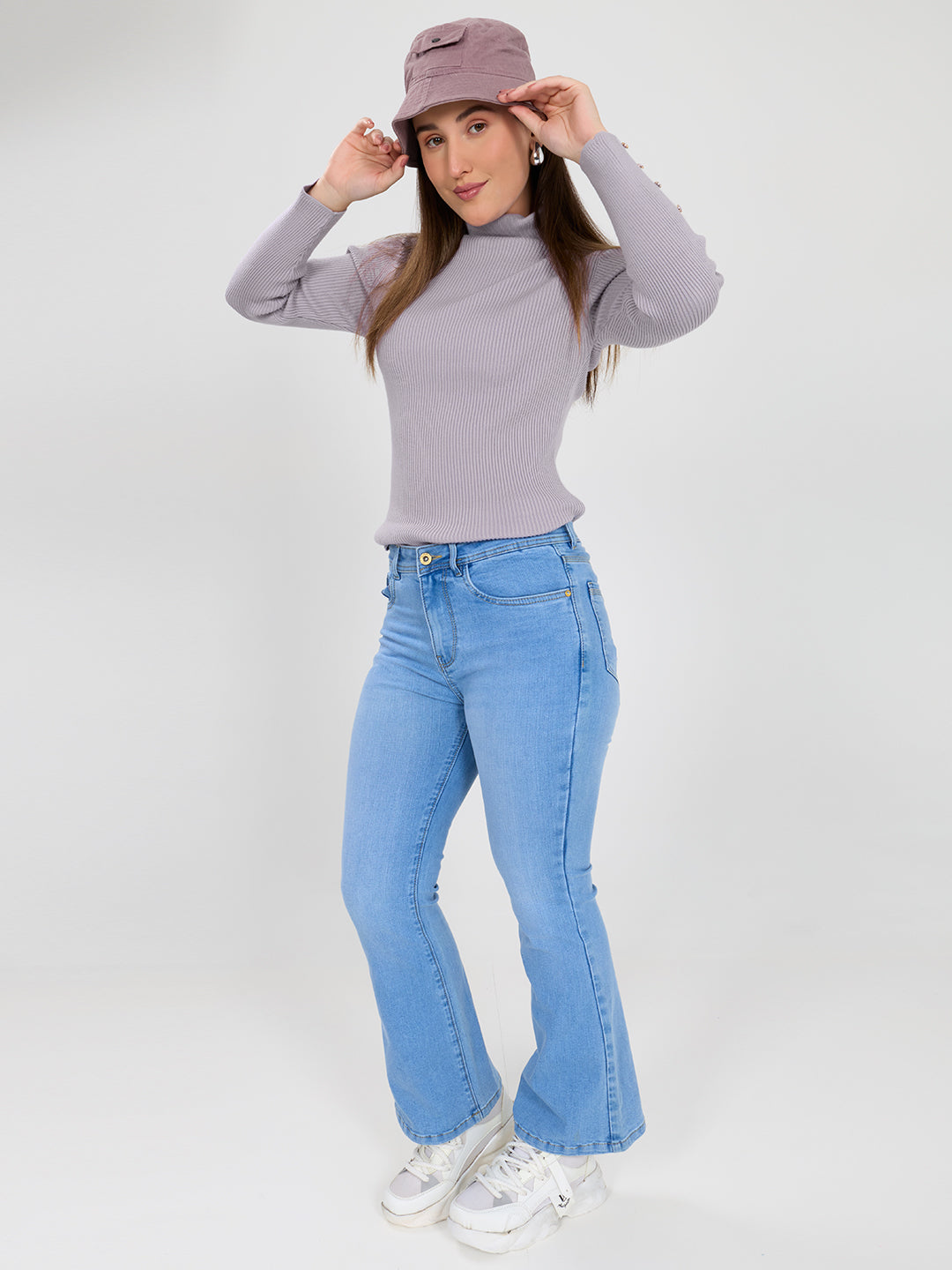 Women Purple Solid Turtle Neck Full Sleeve Sceavy