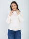 Women White Solid Turtle Neck Full Sleeve Sceavy