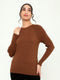 Women Rust Solid Round Neck Full Sleeve Sceavy