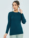 Women Teal Blue Solid Round Neck Full Sleeve Sceavy