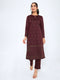 Women Maroon Self Design Round Neck Full Sleeve Kurtis Set for Winter