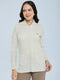 Women Cream Self Design Collar Full Sleeve Cardigan