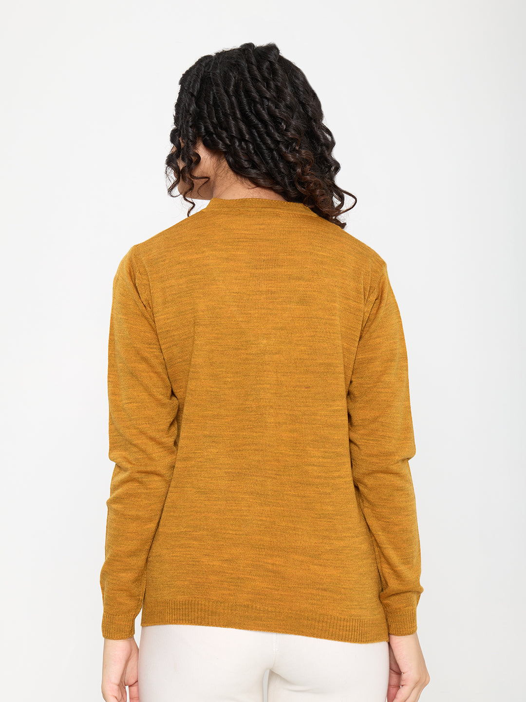 Women Gold Self Design V Neck Full Sleeve Cardigan