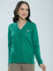 Women Green Self Design V Neck Full Sleeve Cardigan