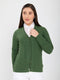 Women Green Self Design V Neck Full Sleeve Cardigan
