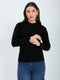 Women Black Designer High Neck Full Sleeve Winter Top