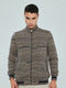 Men Brown Self Design Turtle Neck Full Sleeve Knitted Jacket