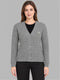 Women Grey Self Design V Neck Full Sleeve Cardigan