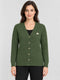 Women Green Self Design V Neck Full Sleeve Cardigan