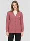 Women Pink Self Design V Neck Full Sleeve Cardigan