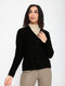 Women Black Self Design V Neck Full Sleeve Cardigan