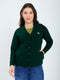 Women Green Self Design V Neck Full Sleeve Cardigan