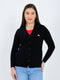 Women Black Self Design V Neck Full Sleeve Cardigan