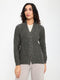Women Grey Self Design V Neck Full Sleeve Cardigan