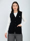 Women Black Self Design V Neck Sleeveless Cardigan