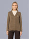 Women Camel Brown Self Design V Neck Full Sleeve Cardigan