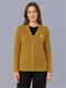 Women Mustard Self Design V Neck Full Sleeve Cardigan
