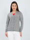 Women Grey Self Design V Neck Full Sleeve Cardigan