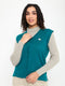 Women Teal Blue Self Design V Neck Sleeveless Cardigan