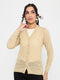Women Beige Self Design V Neck Full Sleeve Cardigan