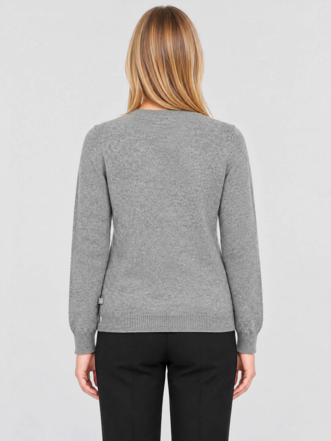 Women Grey Solid V Neck Full Sleeve Cardigan