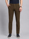 Men Brown Solid Regular Fit Trouser