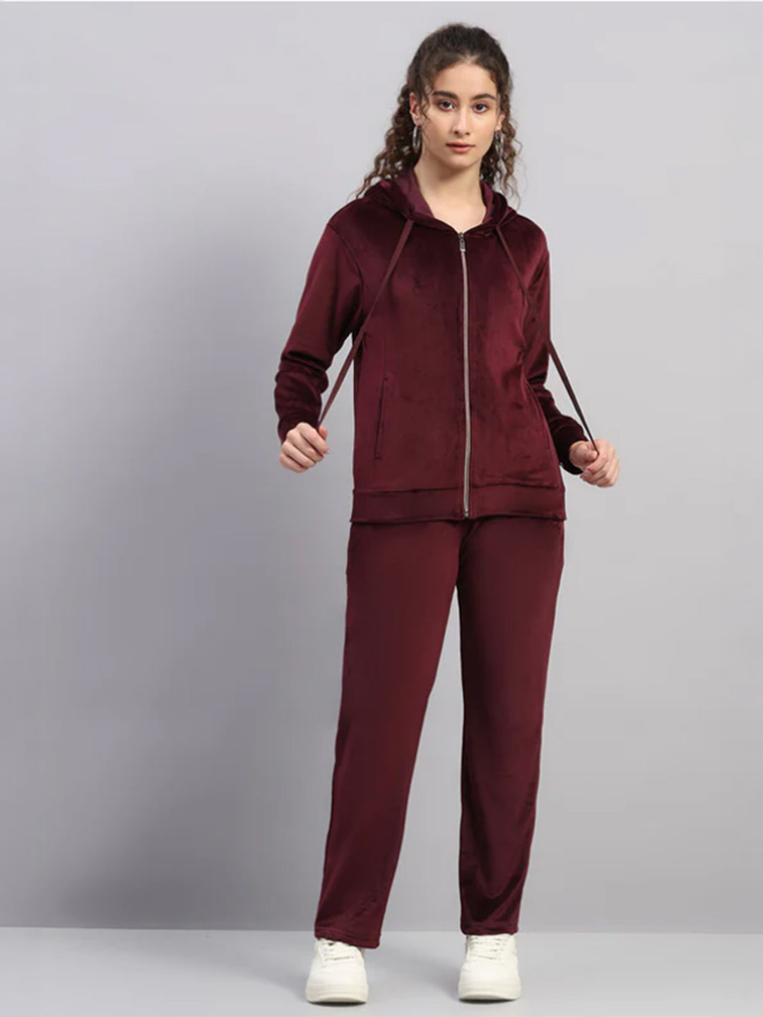 Monte Carlo Women Solid Hooded Full Sleeve Tracksuit