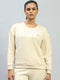 Rock.it Women Cream Solid Round Neck Full Sleeve Sweatshirt