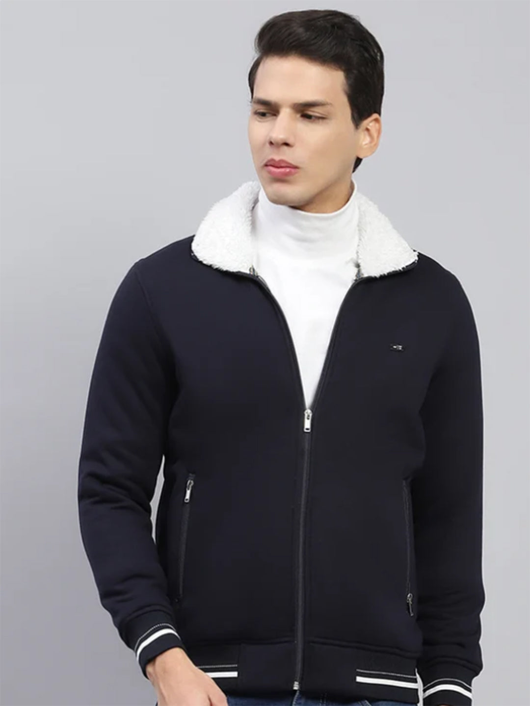 Monte Carlo Men Solid Turtle Neck Full Sleeve Sweatshirt