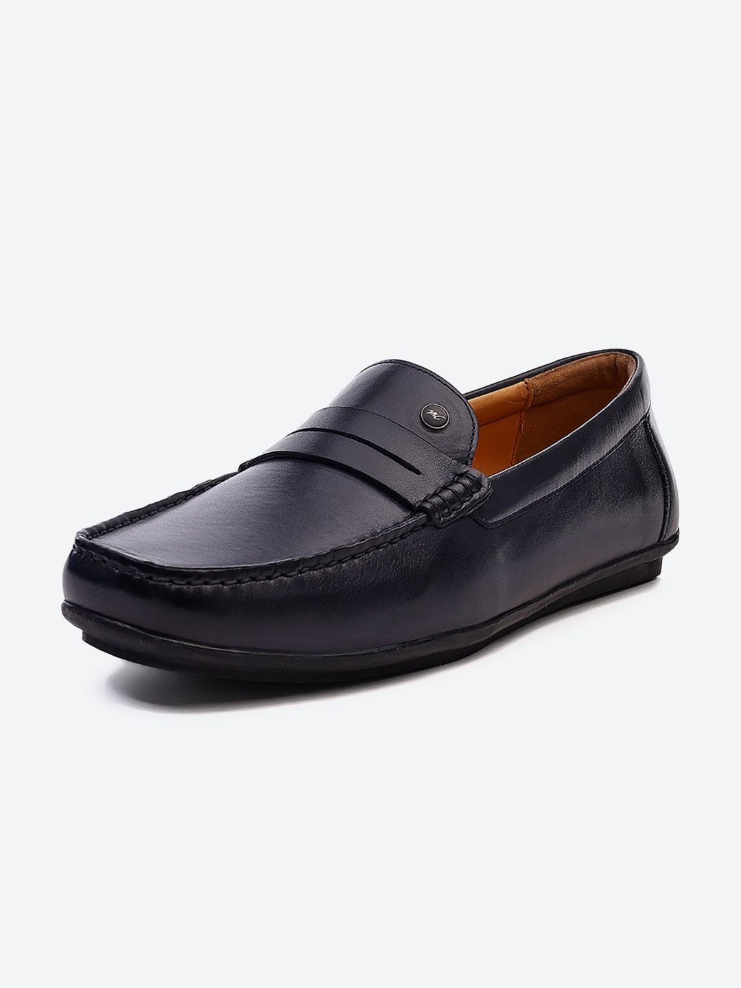 Men Navy Blue Slip on Genuine Leather Loafers