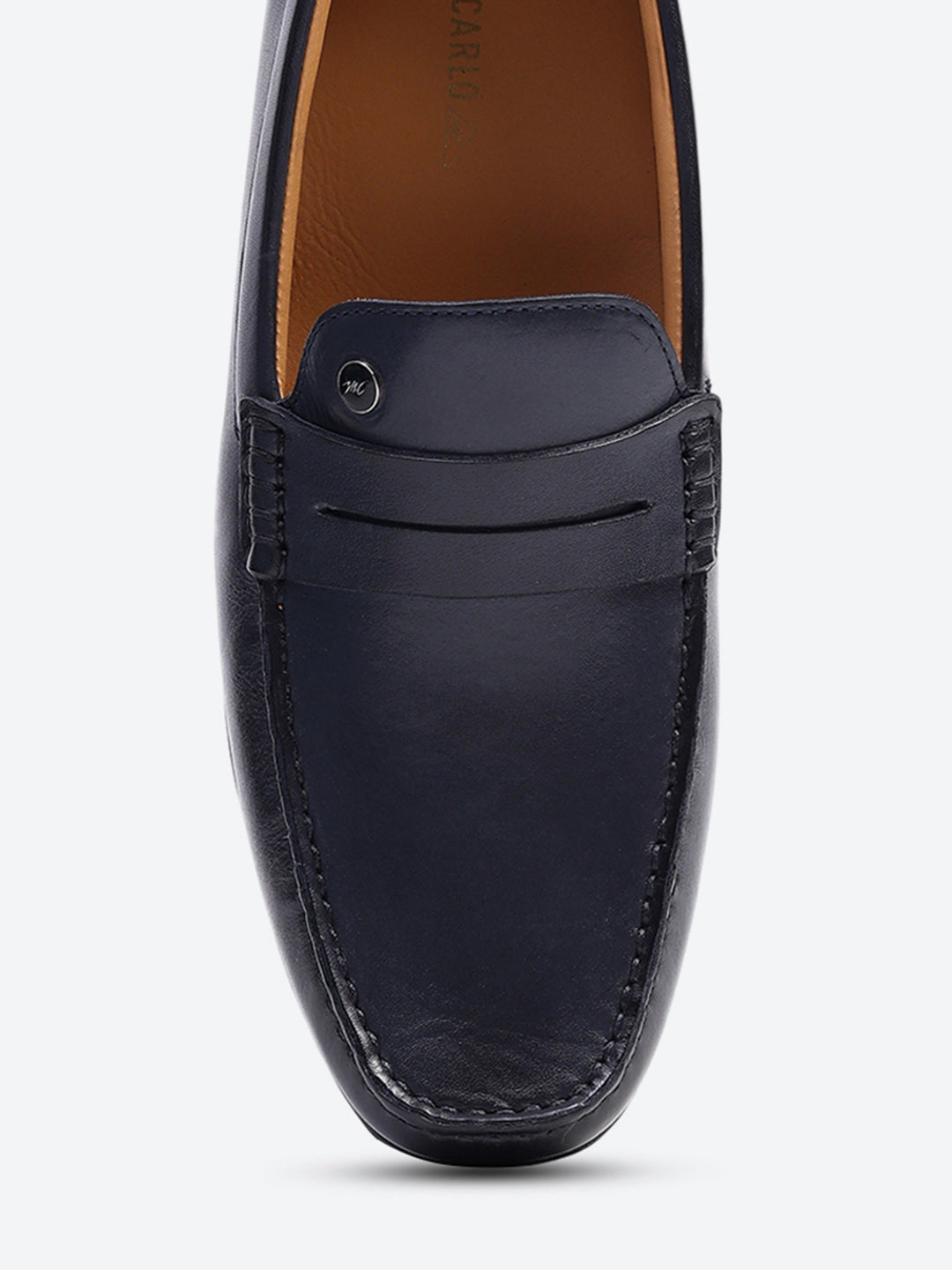 Men Navy Blue Slip on Genuine Leather Loafers