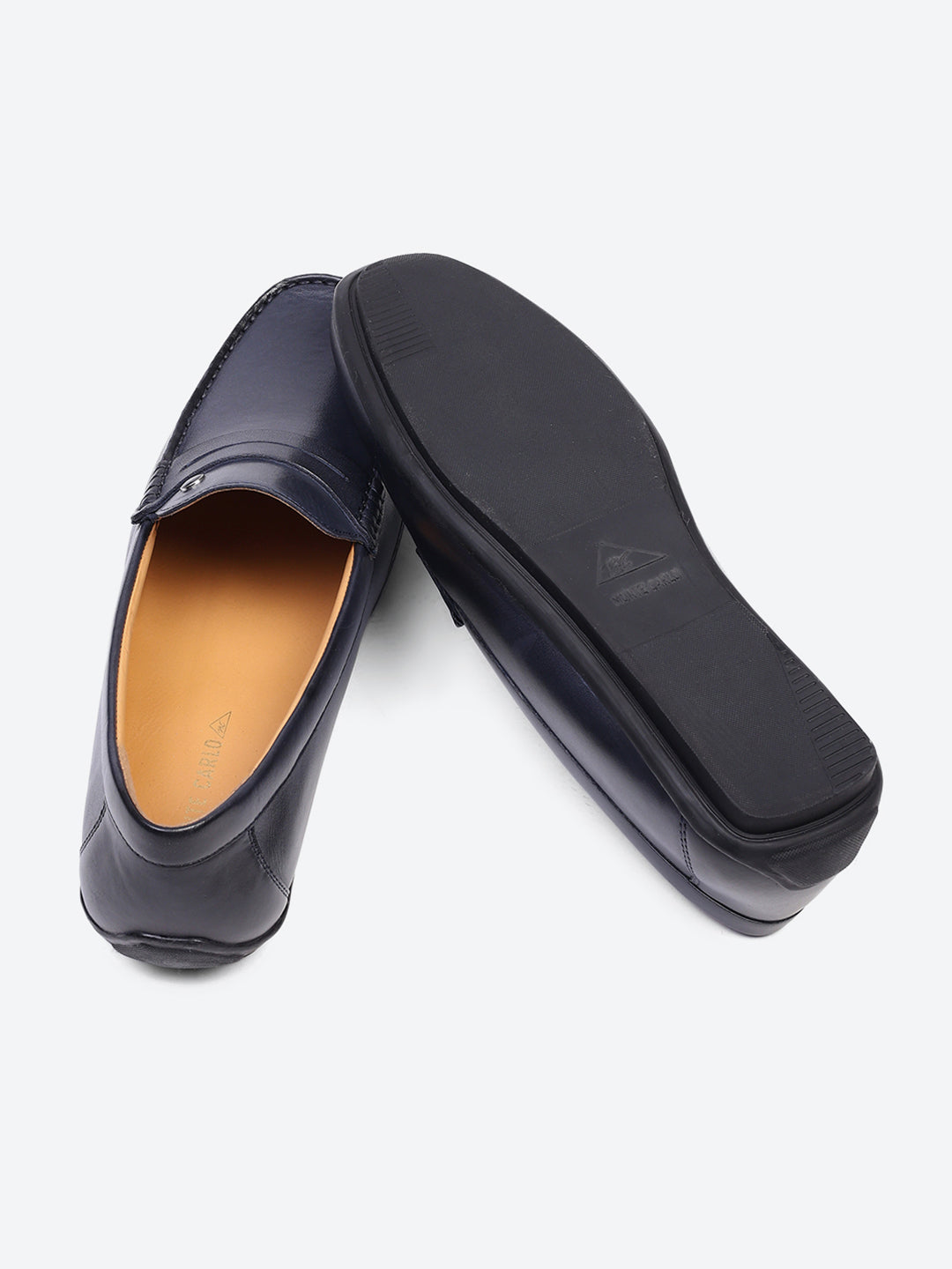 Men Navy Blue Slip on Genuine Leather Loafers