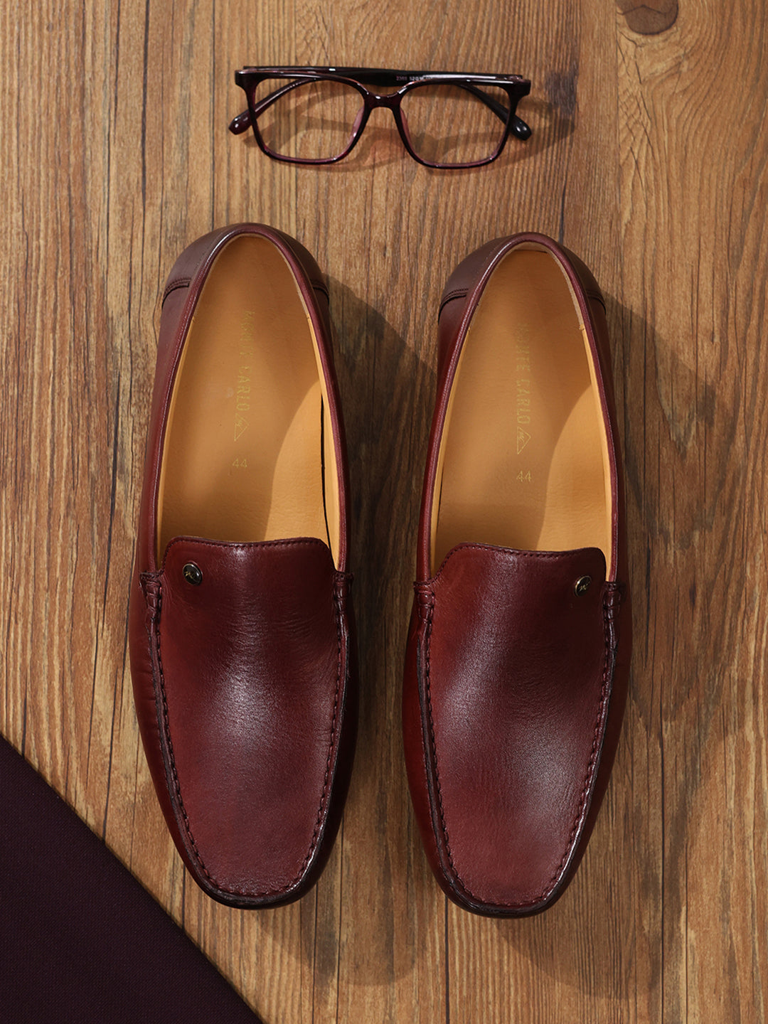 Men Cherry Slip on Genuine Leather Loafers
