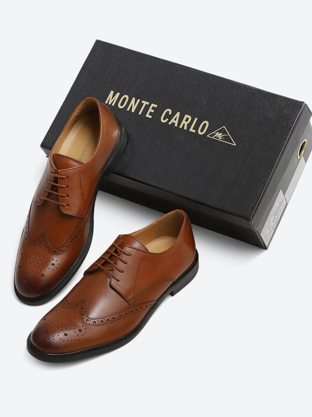Monte Carlo Tan Formal Brogue Lace Up Shoes for Men