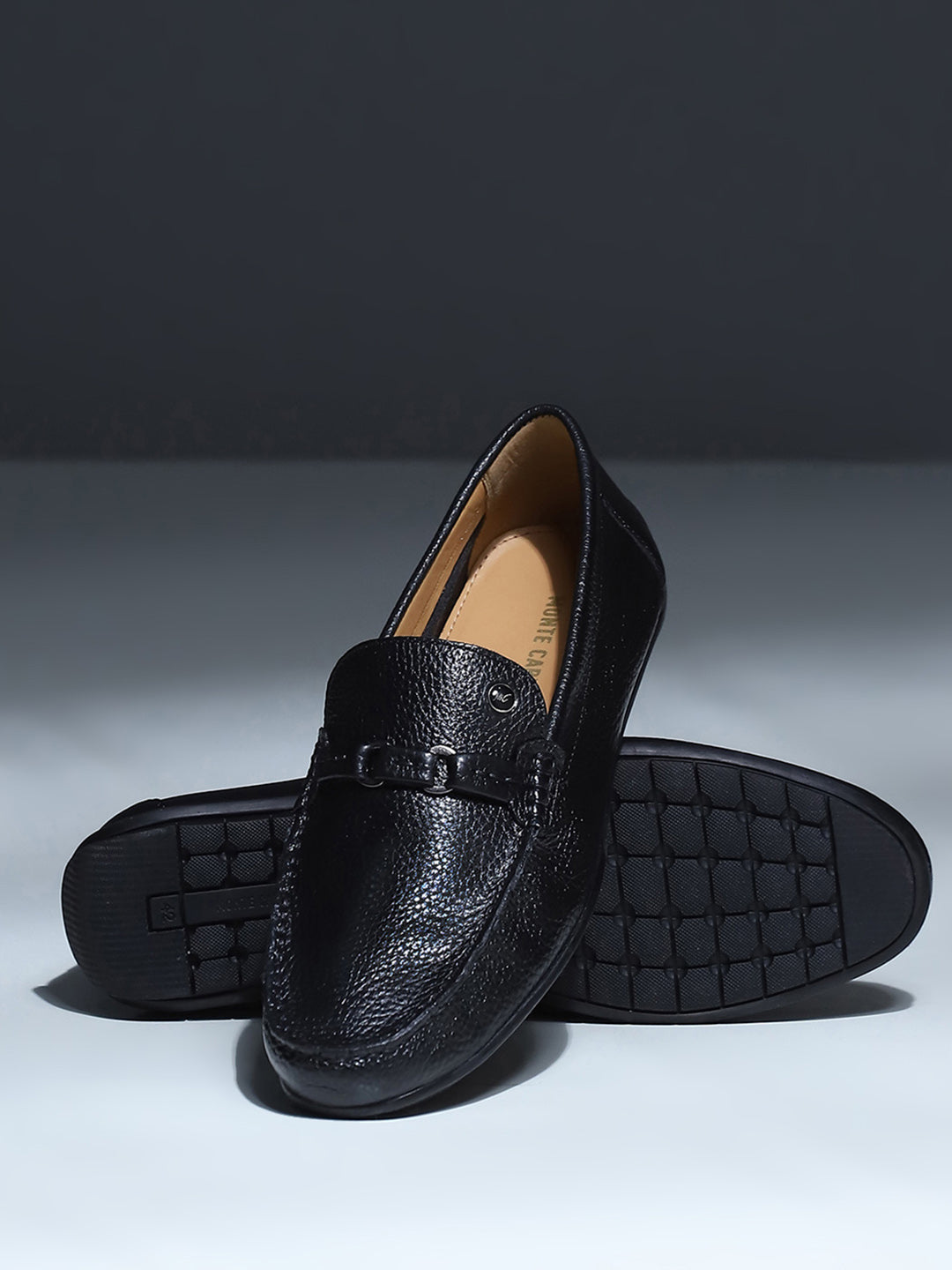 Men Black Slip on Genuine Leather Loafers