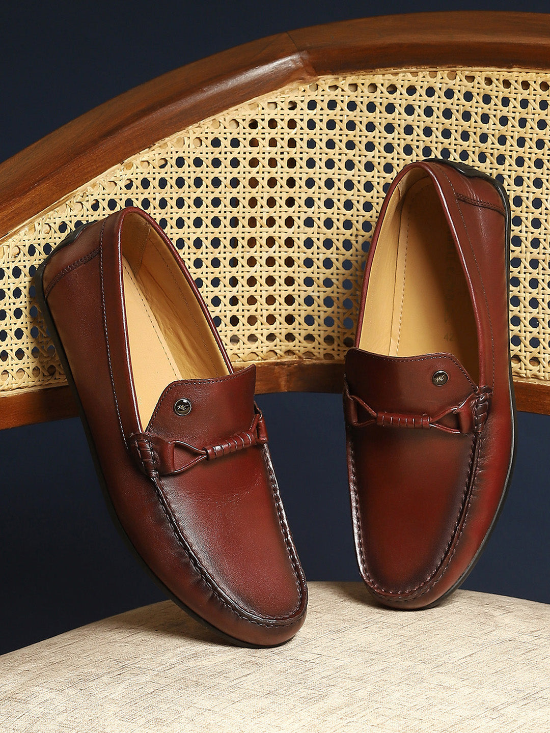 Men Burgundy Slip on Genuine Leather Loafers