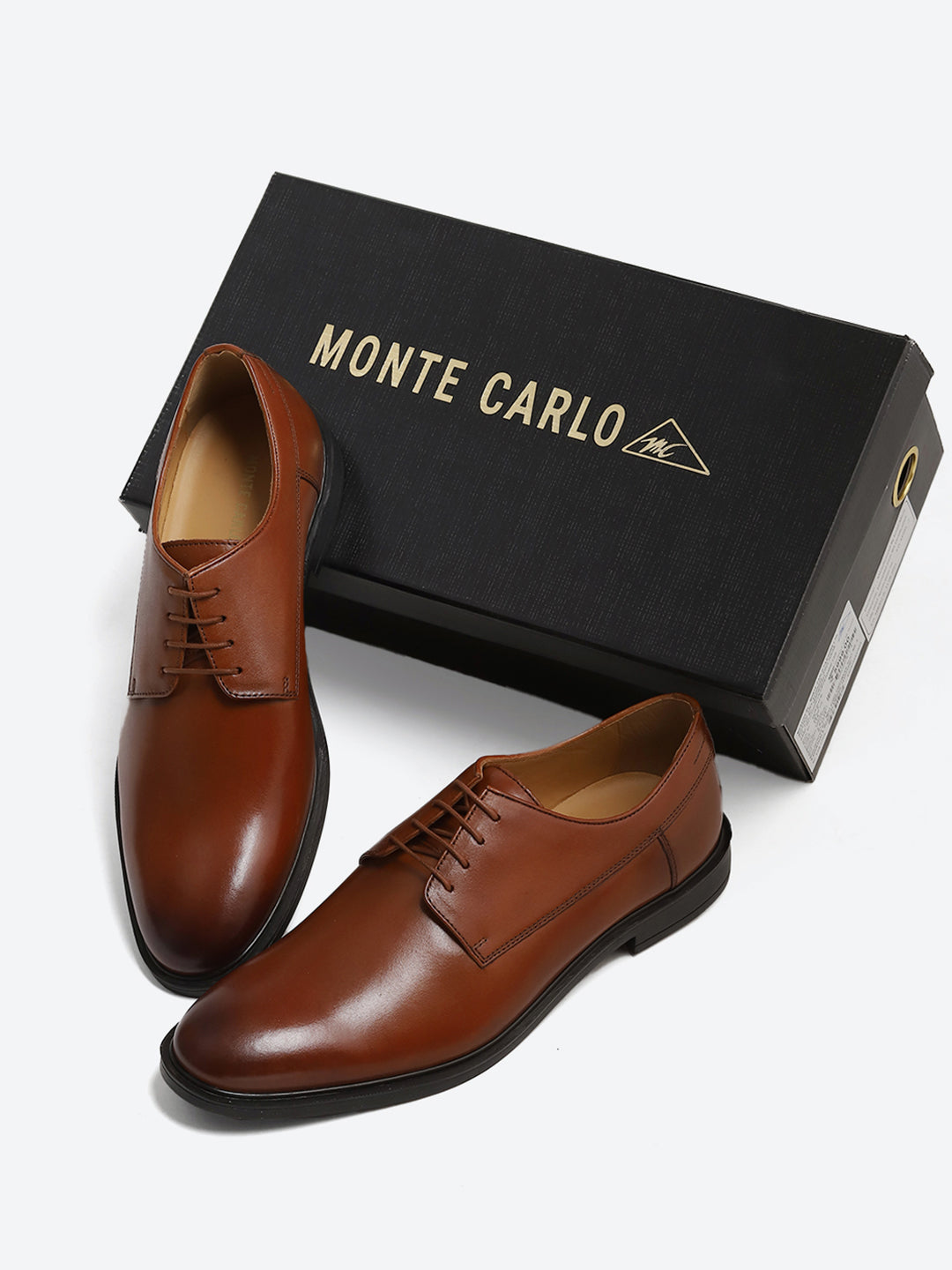 Men Tan Lace Up Genuine Leather Formal Derby