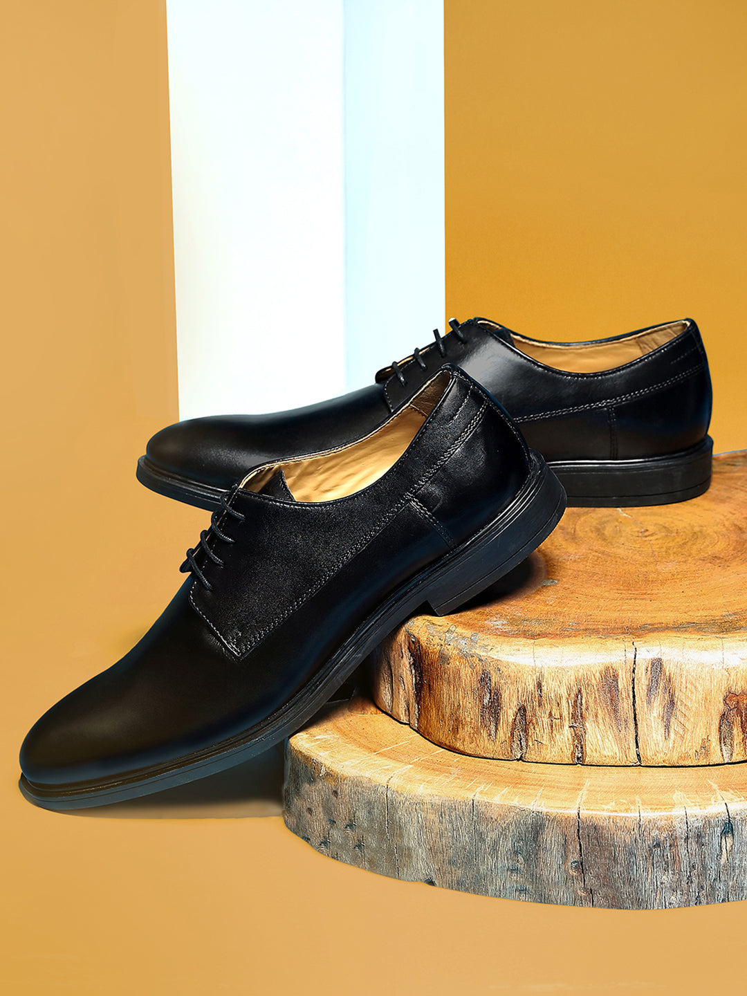 Men Black Lace Up Genuine Leather Formal Derby