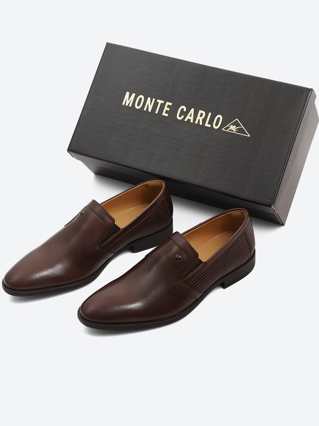 Men Brown Slip on Genuine Leather Formal Shoes