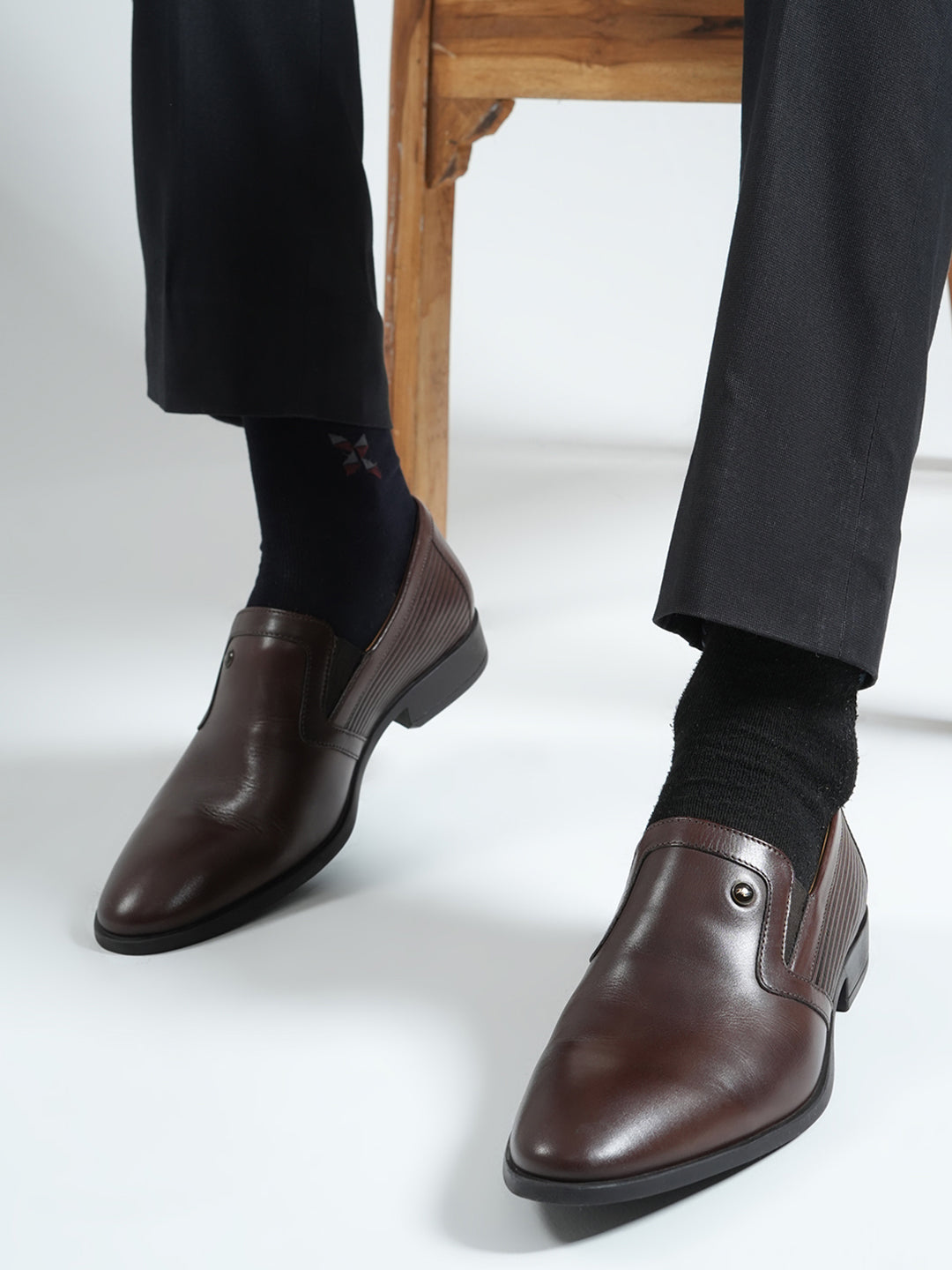 Men Brown Slip on Genuine Leather Formal Shoes