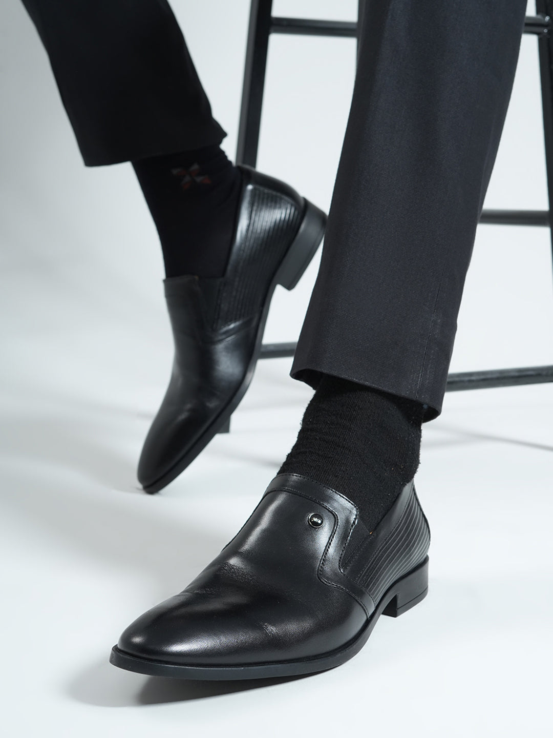 Men Black Slip on Genuine Leather Formal Shoes