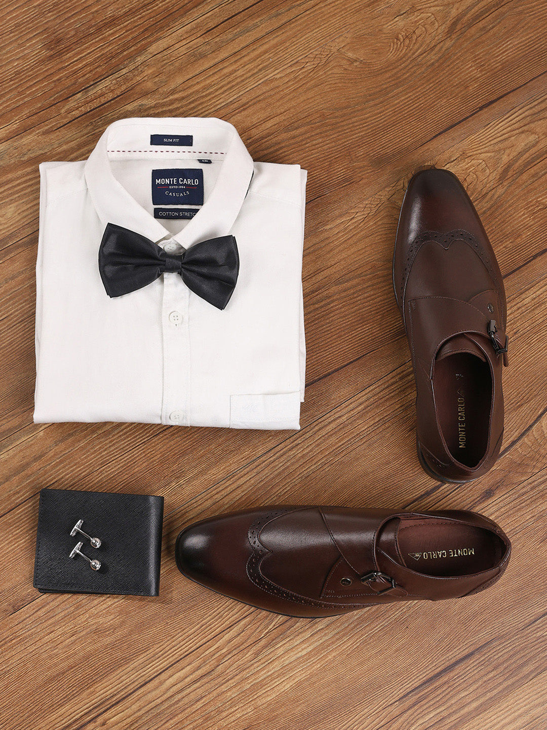 Men Brown Buckle Leather Formal Monks