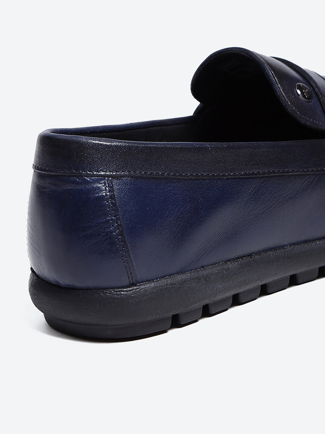 Men Navy Blue Slip on Leather Loafers