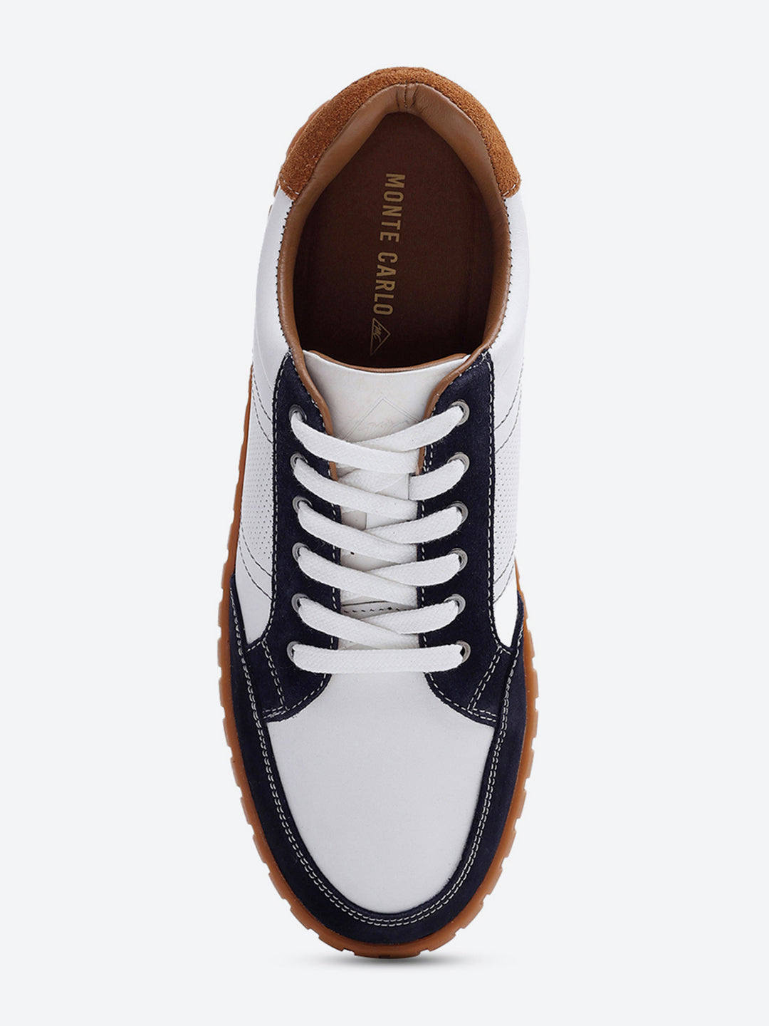 Men White Lace Up Genuine Leather Sneaker