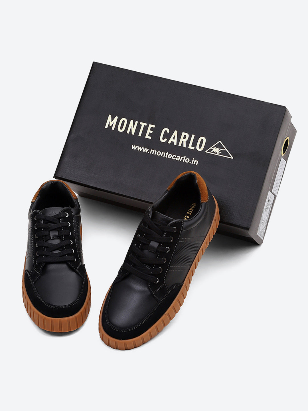 モンテカルロです。 Buy Men Black Lace Up Genuine Leather Sneaker Online in India